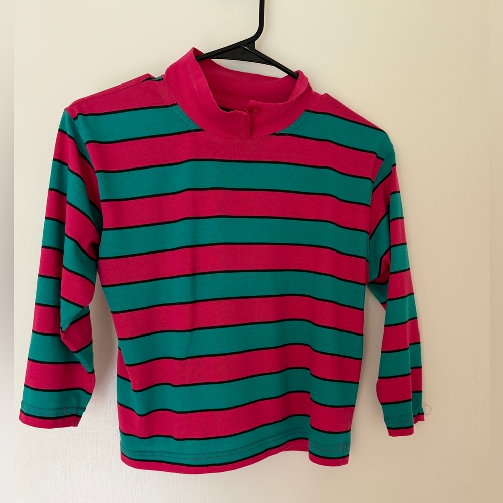 Vintage Striped Quarter Sleeve Crop Shirt